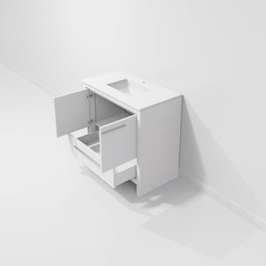 English Elm White Bath Vanity With White Quartz Top - Modern Design, Soft-Close Features & Organized Storage Solutions B2731P259368-GIGA