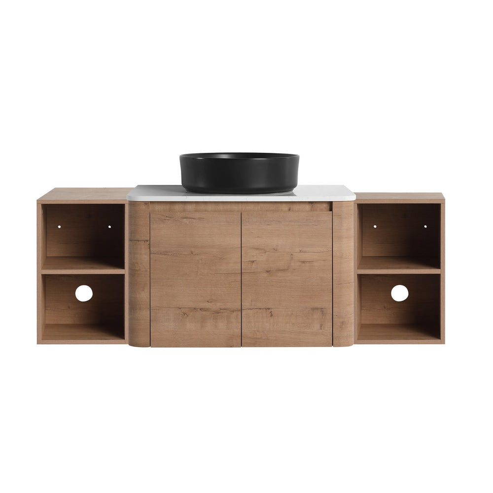 English Elm 54'' Wall-Mounted Bathroom Vanity With Elegant Ceramic Sink, Soft-Close Doors & Ample Storage Shelves W999S00415