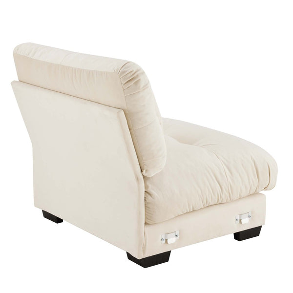 English Elm Milano Velvet Armless Sofa Plush Cloud Cushions Modular Living Room Lounge Seating Cream W714P293248