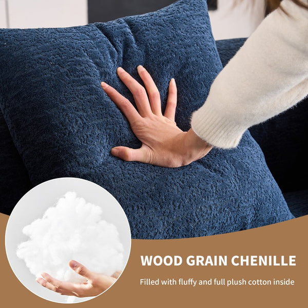 English Elm LY-025S Curved Loveseat Compact 65" Space-Saving Chenille Upholstery, 30D Foam+Spring Comfort Blue W2231P261298