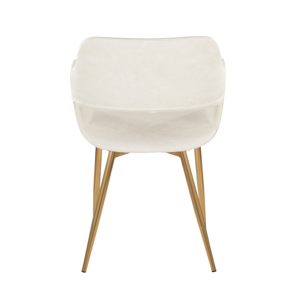 English Elm Margarite Modern Glam Dining Chairs Set Of 2 In Cream Faux Leather & Gold Metal For Elegant Spaces B202S01275