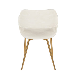 English Elm Margarite Modern Glam Dining Chairs Set Of 2 In Cream Faux Leather & Gold Metal For Elegant Spaces B202S01275