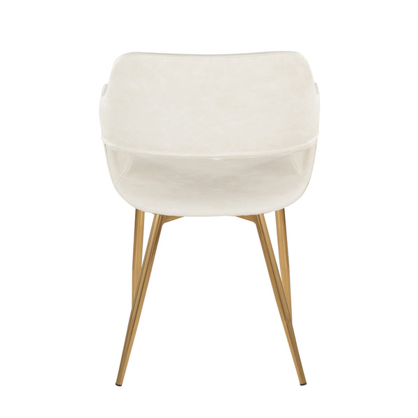 English Elm Margarite Modern Glam Dining Chairs Set Of 2 In Cream Faux Leather & Gold Metal For Elegant Spaces B202S01275