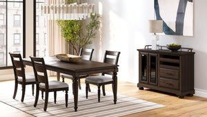 English Elm Deep Coffee Sever Solid Wood & MDF Server Cabinet with Glass Doors, Metal Accents, 2 Shelves, 2 Drawers, Coffee Finish B2699P208297