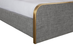 Sunpan TOMETI Bed - King - Modern Elegance with Luxe Chacha Cream Upholstery & Gold Steel Accents Grey 108438