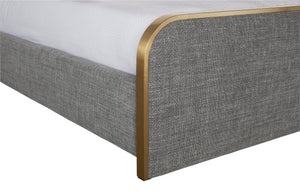 Sunpan Tometi Bed - Sleek Modern Design with Curved Upholstered Headboard and Brushed Gold Accents King