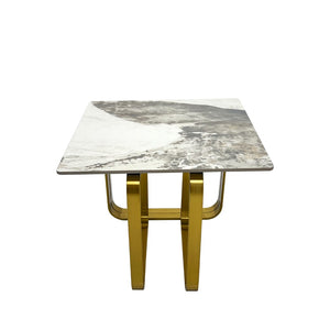 English Elm Rectangular End Table With Stylish Sintered Stone Top & Gold Metal Frame For Chic Living Spaces W2978S00017-GIGA