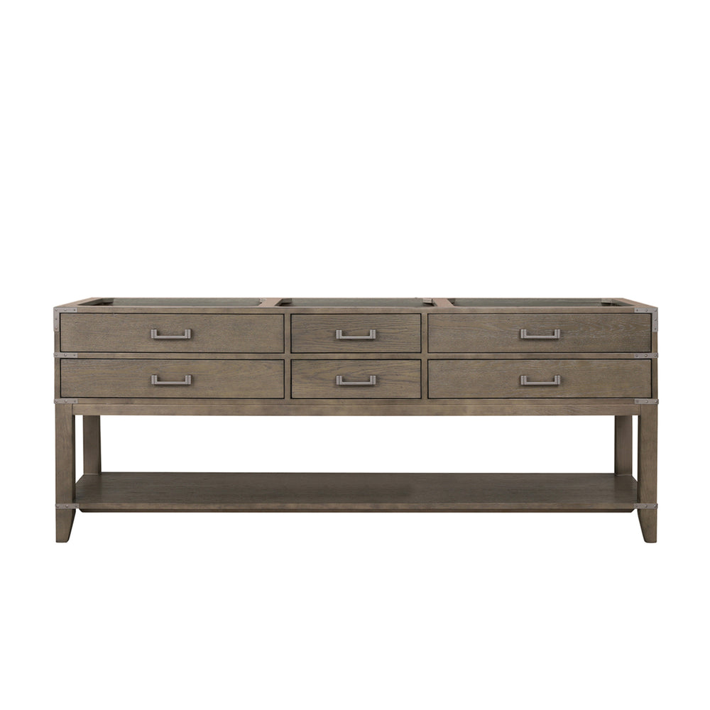 English Elm Grey Oak Double Sink Vanity 84" W - Elegant Storage Solution For Modern Bathrooms, Fully Assembled B2731P260380