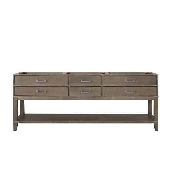 English Elm Grey Oak Double Sink Vanity 84" W - Elegant Storage Solution For Modern Bathrooms, Fully Assembled B2731P260380