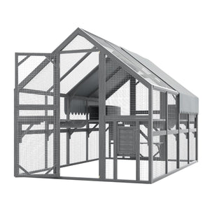English Elm Cat, Cat Outdoor Wooden Enclosure with Seven Platforms Resting Boxes and Waterproof Canopy W1598S00040