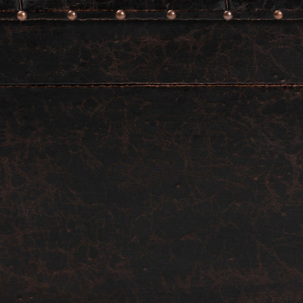 Baxton Studio Baxton Studio Janna Rustic Storage Ottoman - Dark Brown Faux Leather with Oak Finish & Brass Accents JY20B055L-Dark Brown-Large Otto