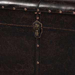 Baxton Studio Baxton Studio Janna Rustic Storage Ottoman - Dark Brown Faux Leather with Oak Finish & Brass Accents JY20B055L-Dark Brown-Large Otto
