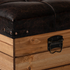Baxton Studio Baxton Studio Rustic Dark Brown Faux Leather Storage Ottoman with Oak Brown Frame & Vintage Charm JY20B056S-Dark Brown-Small Otto
