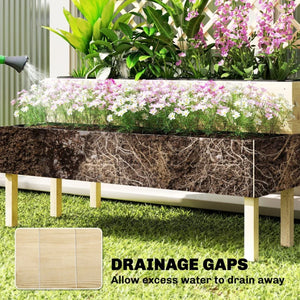 English Elm Patio Fir Wood Tiered Raised Garden Bed with Built-in Trellis for Climbing Plants T3971P476916