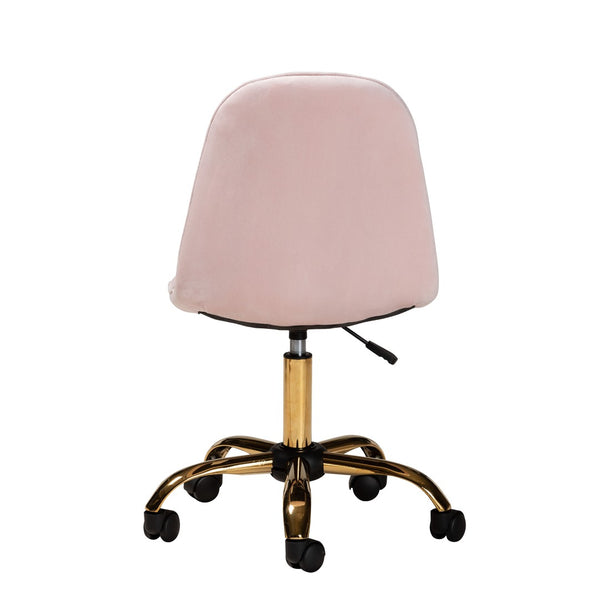 Baxton Studio Baxton Studio Kabira Luxe Blush Pink Velvet Swivel Chair with Chrome Base for Glam Home Office Style NF02-Blush Velvet/Gold-Office Chair