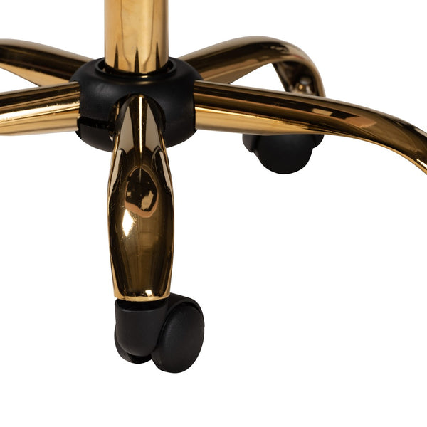 Baxton Studio Baxton Studio Kabira Luxe Blush Pink Velvet Swivel Chair with Chrome Base for Glam Home Office Style NF02-Blush Velvet/Gold-Office Chair