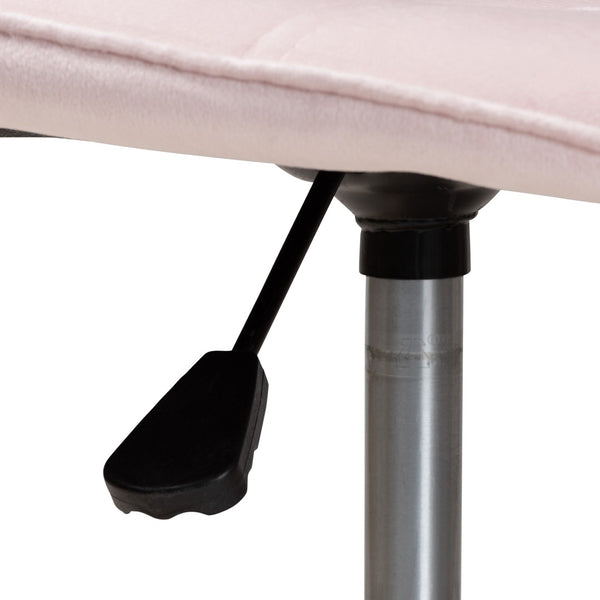 Baxton Studio Baxton Studio Kabira Luxe Blush Pink Velvet Swivel Chair with Chrome Base for Glam Home Office Style NF02-Blush Velvet/Gold-Office Chair