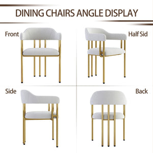 English Elm Dining Chair with Gold Tone Steel Legs Upholstered in Textured Fabric for Modern Homes Beige W1567P343998