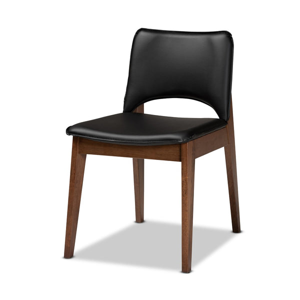 Baxton Studio Baxton Studio Afton Mid-Century Modern 7-Piece Dining Set with Elegant Walnut Finish and Comfort Black RDC827-Black/Walnut-7PC Dining Set