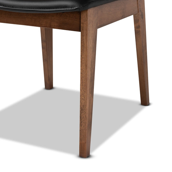 Baxton Studio Baxton Studio Afton Mid-Century Modern 7-Piece Dining Set with Elegant Walnut Finish and Comfort Black RDC827-Black/Walnut-7PC Dining Set