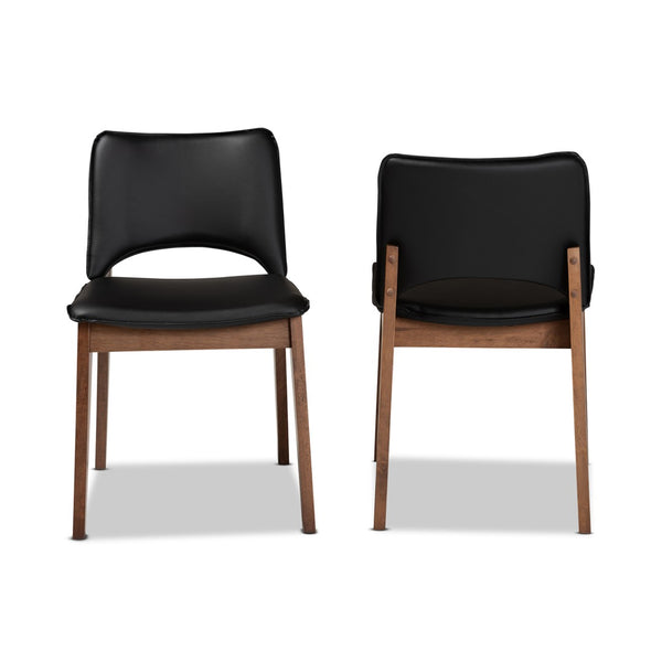 Baxton Studio Baxton Studio Afton Mid-Century Modern Dining Chair Set with Walnut Finish and Plush Comfort Seats Black RDC827-Black/Walnut-DC