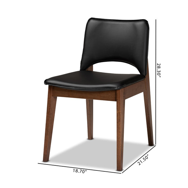 Baxton Studio Baxton Studio Afton Mid-Century Modern Dining Chair Set with Walnut Finish and Plush Comfort Seats Black RDC827-Black/Walnut-DC