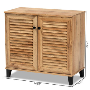 Baxton Studio Baxton Studio 2-Door Oak Brown Shoe Storage Cabinet - Modern Design for Compact Spaces & Clutter Control FP-01LV-Wotan Oak