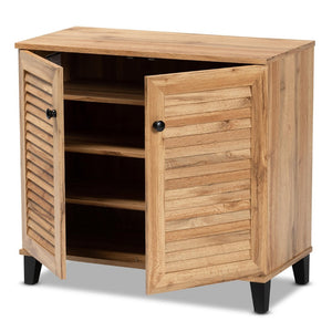 Baxton Studio Baxton Studio 2-Door Oak Brown Shoe Storage Cabinet - Modern Design for Compact Spaces & Clutter Control FP-01LV-Wotan Oak
