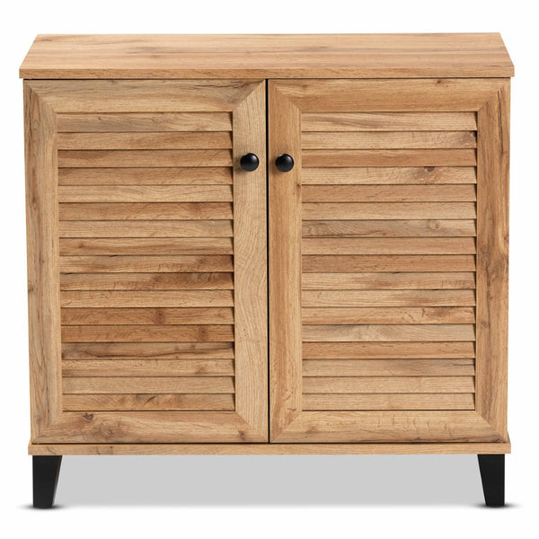 Baxton Studio Baxton Studio 2-Door Oak Brown Shoe Storage Cabinet - Modern Design for Compact Spaces & Clutter Control FP-01LV-Wotan Oak