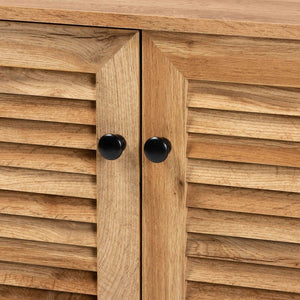 Baxton Studio Baxton Studio 2-Door Oak Brown Shoe Storage Cabinet - Modern Design for Compact Spaces & Clutter Control FP-01LV-Wotan Oak