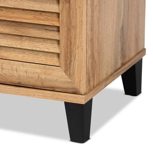 Baxton Studio Baxton Studio 2-Door Oak Brown Shoe Storage Cabinet - Modern Design for Compact Spaces & Clutter Control FP-01LV-Wotan Oak