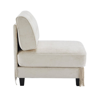 English Elm Armless Tufted Velvet Fleece Modular Sofa with Tassel Skirt for Elegant Living Rooms Beige W714P450810