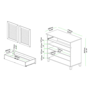 Baxton Studio Baxton Studio Modern Oak Brown Wood Shoe Storage Cabinet with Slatted Doors and Tapered Legs Coolidge 1-Drawer FP-02LV-Wotan Oak
