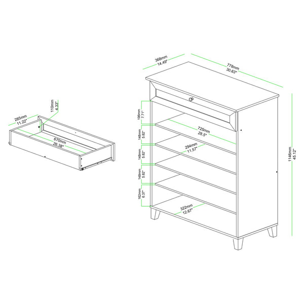 Baxton Studio Baxton Studio Modern Oak Brown Wood Shoe Storage Cabinet with Slatted Doors and Tapered Legs Coolidge 5-Shelf FP-03LV-Wotan Oak