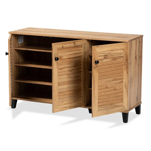 Baxton Studio Baxton Studio Modern Oak Brown 3-Door Shoe Storage Cabinet - Stylish, Ventilated, Space-Saving Design FP-04LV-Wotan Oak