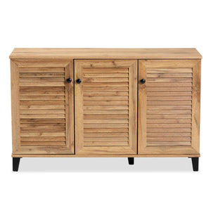 Baxton Studio Baxton Studio Modern Oak Brown 3-Door Shoe Storage Cabinet - Stylish, Ventilated, Space-Saving Design FP-04LV-Wotan Oak