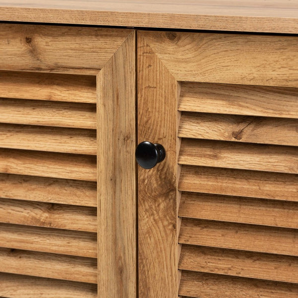 Baxton Studio Baxton Studio Modern Oak Brown 3-Door Shoe Storage Cabinet - Stylish, Ventilated, Space-Saving Design FP-04LV-Wotan Oak
