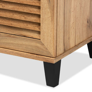 Baxton Studio Baxton Studio Modern Oak Brown 3-Door Shoe Storage Cabinet - Stylish, Ventilated, Space-Saving Design FP-04LV-Wotan Oak