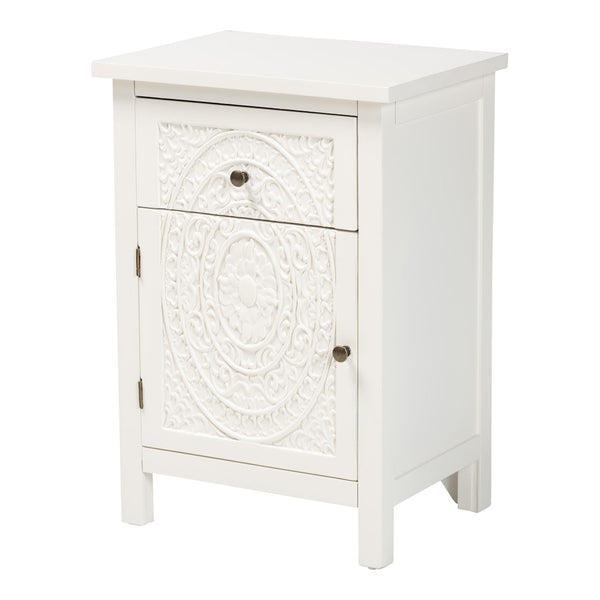 Baxton Studio Baxton Studio Classic White Wood End Table with Drawer & Shelf - Elegant Storage for Any Room JY20B083-White-ET