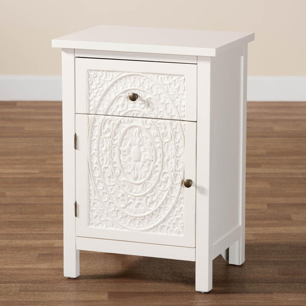 Baxton Studio Baxton Studio Classic White Wood End Table with Drawer & Shelf - Elegant Storage for Any Room JY20B083-White-ET