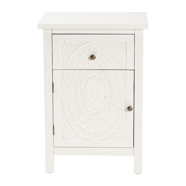 Baxton Studio Baxton Studio Classic White Wood End Table with Drawer & Shelf - Elegant Storage for Any Room JY20B083-White-ET