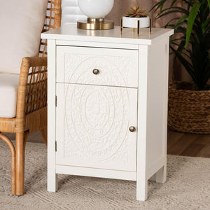 Baxton Studio Baxton Studio Classic White Wood End Table with Drawer & Shelf - Elegant Storage for Any Room JY20B083-White-ET