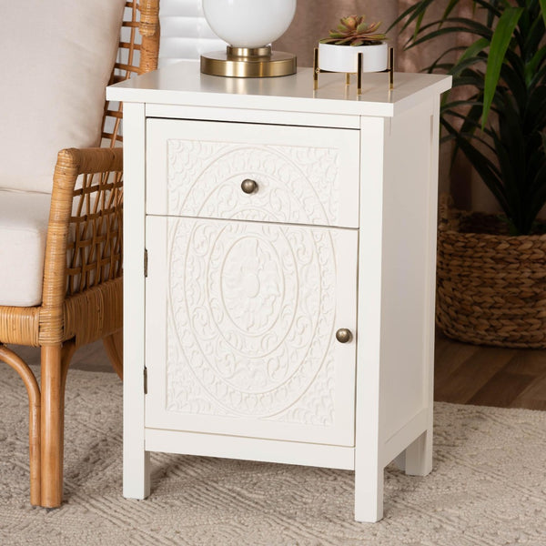 Baxton Studio Baxton Studio Classic White Wood End Table with Drawer & Shelf - Elegant Storage for Any Room JY20B083-White-ET