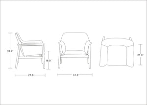 English Elm Miller Linen Weave Accent Armchair Cream — Walnut Ash Frame, Bucket Seat, High-Density Cushions, 300 lb Capacity B365P397996