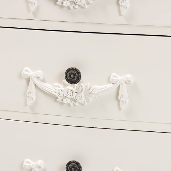 Baxton Studio Baxton Studio Elegant White 3-Drawer End Table with Floral Moldings and Cabriole Legs, Fully Assembled JY18B018-White-3DW-ET