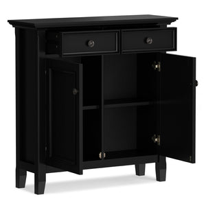 English Elm Amherst Black Pine Entryway Cabinet with Crown Molding and Raised Panel Doors B136P436041