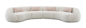 English Elm Sahara Boucle Sectional Sofa with 4 Pillows — Beige, Pocket Coil Seats, Stainless Steel Base, 37" Deep B2726S00509