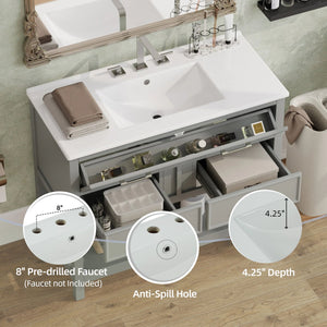 English Elm Christopher Knight Home® - 36" Modern Bathroom Vanity with Ceramic Sink, Tip-Out Tray, Soft-Close Drawers, Open Shelf, Waterproof Surface Gray N817P288908G