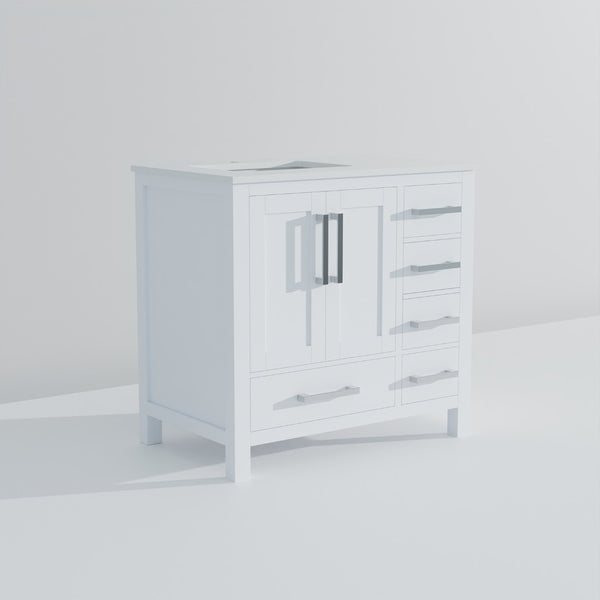 English Elm White Bath Vanity 36" W X 22" D - Elegant Cultured Marble Top With Soft-Close Drawers & Storage B2731P259021-GIGA