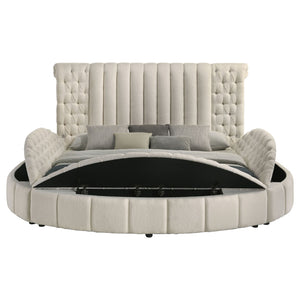 English Elm Santiago Bouclé Upholstered Eastern King Bed with Channeled Headboard and Usb Charging B062S01768